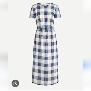 J. Crew Blue and White Checkered Midi Dress